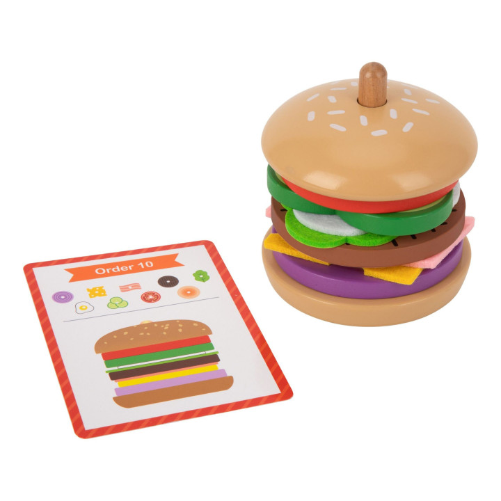 WOOPIE GREEN Drewniany Burger Restauracja Układanka dla Dzieci 15 el. 
