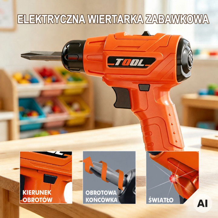 WOOPIE Zestaw Narzędzi w Walizce 45el. Mały Majsterkowicz Wiertarka na