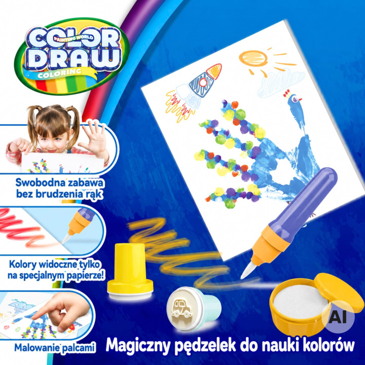 WOOPIE Magiczny Pędzel Zestaw Kreatywny Do Rysowania Pieczątki Dzieci 