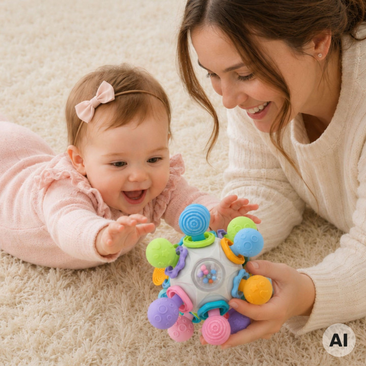 WOOPIE BABY Zabawka Sensoryczna Gryzak Piłka 3w1 Piłka 6m+