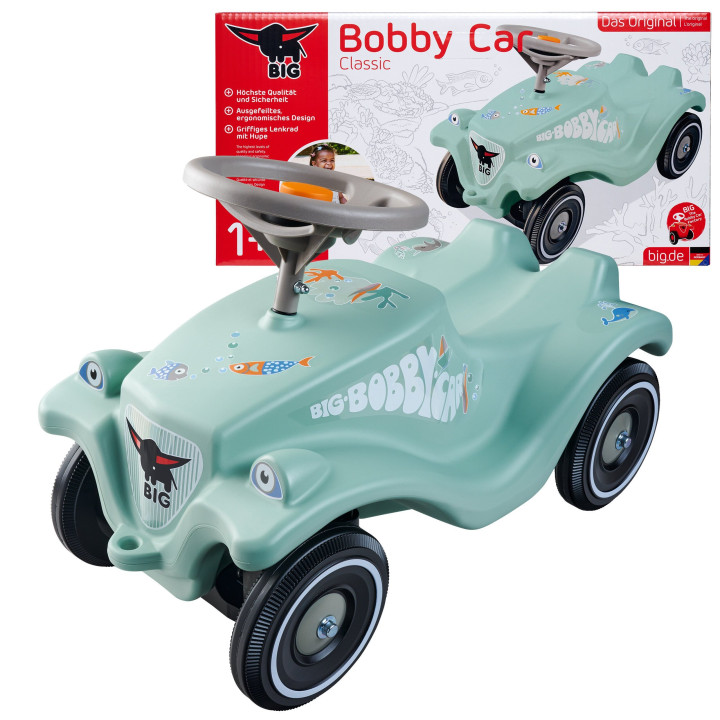 BIG Jeździk Bobby Car Classic Miętowy Auto Popychacz Ocean Klakson 12m