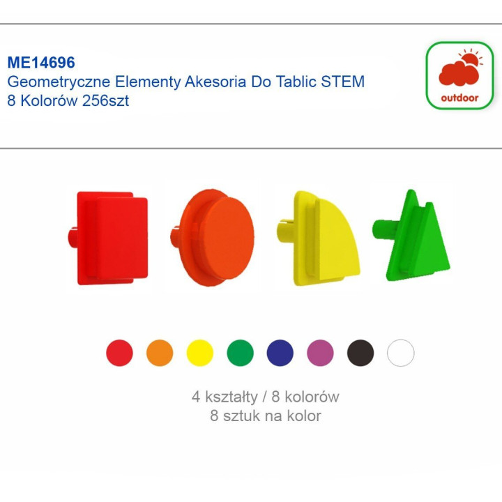 MASTERKIDZ Geometryczne Elementy 8 Kolorów 256 szt Akcesoria do tablic