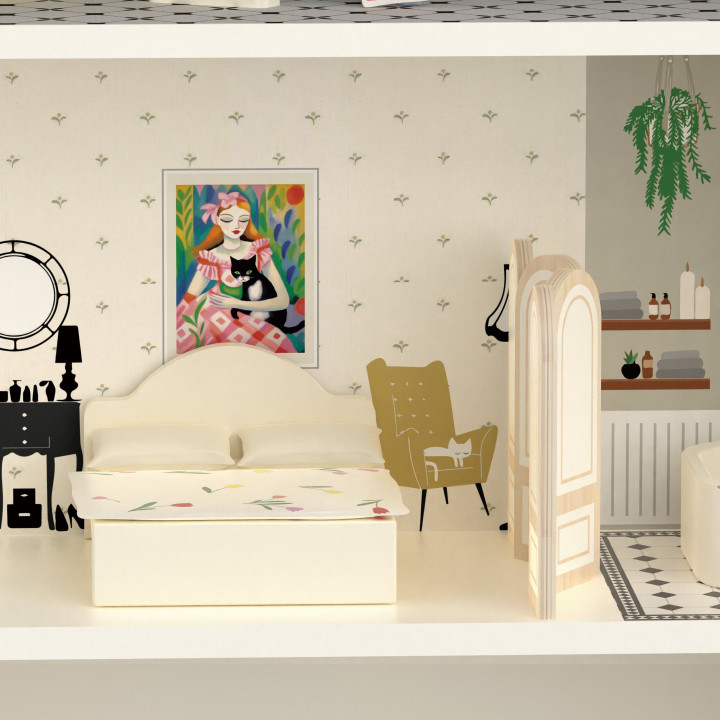 CLASSIC WORLD Drewniany Domek dla Lalek Mebelki Vintage Duży Akcesoria