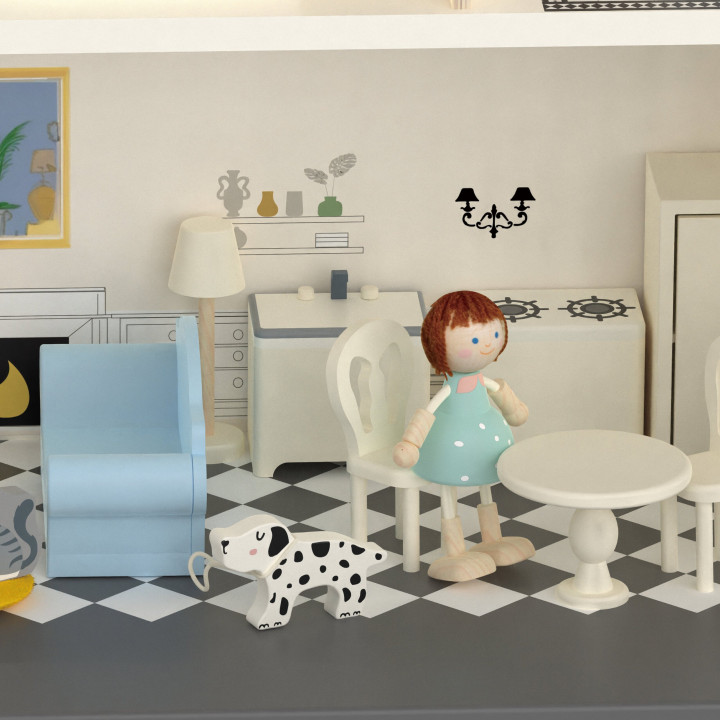CLASSIC WORLD Drewniany Domek dla Lalek Mebelki Vintage Duży Akcesoria