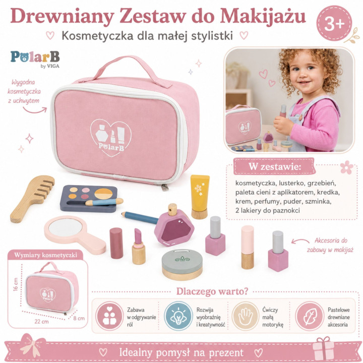 VIGA PolarB Drewniany Zestaw do Makijażu Kosmetyczka Dla Dziewczynki P