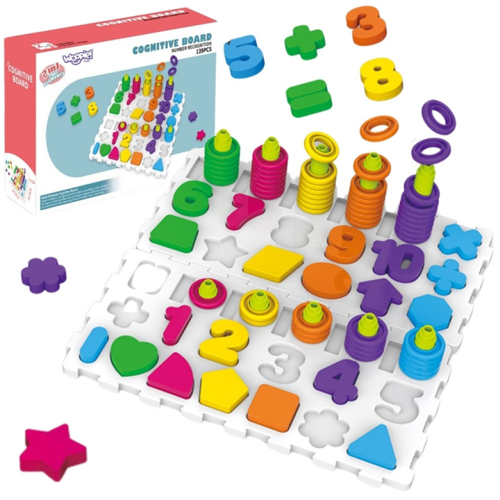 WOOPIE Układanka Montessori Sorter Trening Mózgu Literki Cyferki 139 e