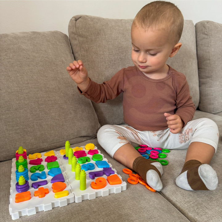 WOOPIE Układanka Montessori Sorter Trening Mózgu Literki Cyferki 139 e