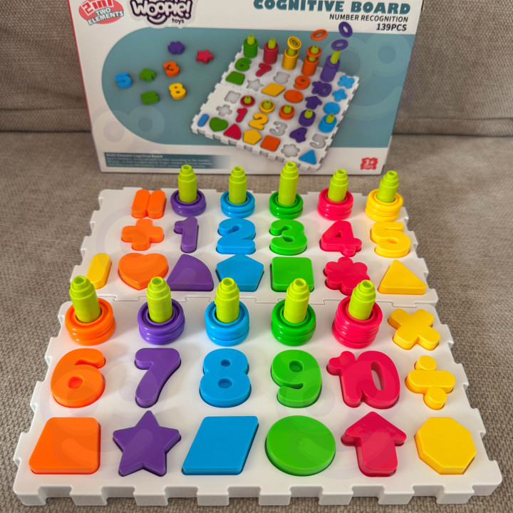 WOOPIE Układanka Montessori Sorter Trening Mózgu Literki Cyferki 139 e
