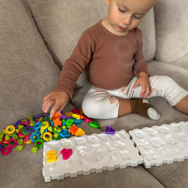 WOOPIE Układanka Montessori Sorter Trening Mózgu Literki Cyferki 139 e