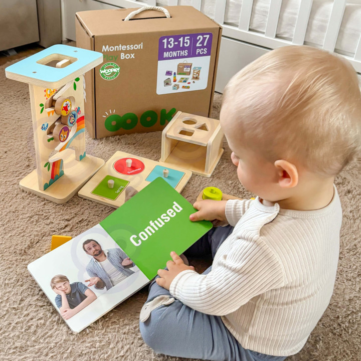 WOOPIE GREEN Pudełko Box 6w1 13-15m Montessori Edukacyjne Sensoryczne 