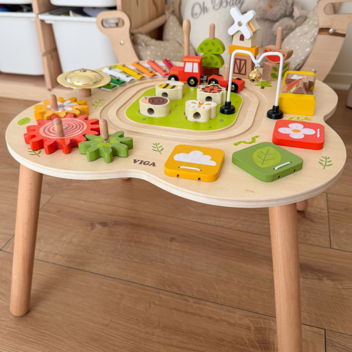 VIGA PolarB Stół Stolik Edukacyjny Aktywności Piramidka Cymbałki Senso