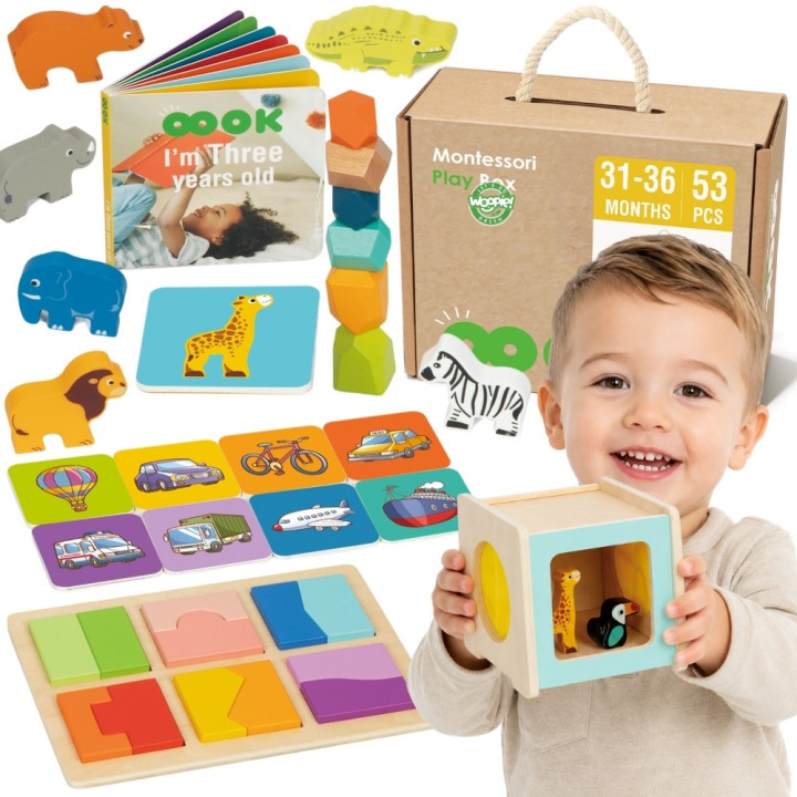 WOOPIE GREEN Box Pudełko XXL Montessori Edukacyjne 7w1 Sensoryczne 31-