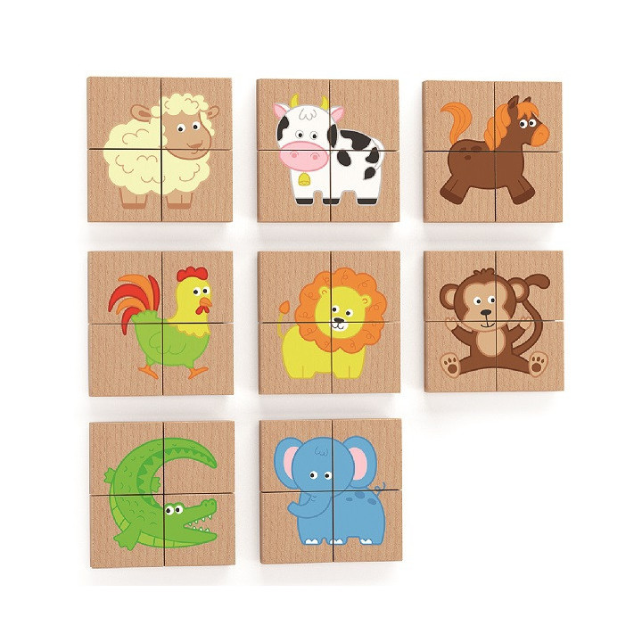 VIGA Drewniane Puzzle Magnetyczne Zwierzęta Układanka Certyfikat FSC