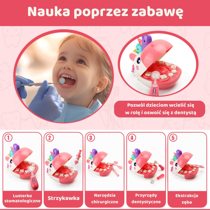 
						WOOPIE Zestaw Małego Dentysty Głowa Jednorożca Akcesoria
					