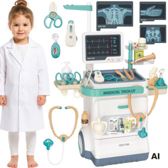 
						WOOPIE Wózek Lekarski Zestaw Mały Doktor EKG Dźwięk Światło Reg