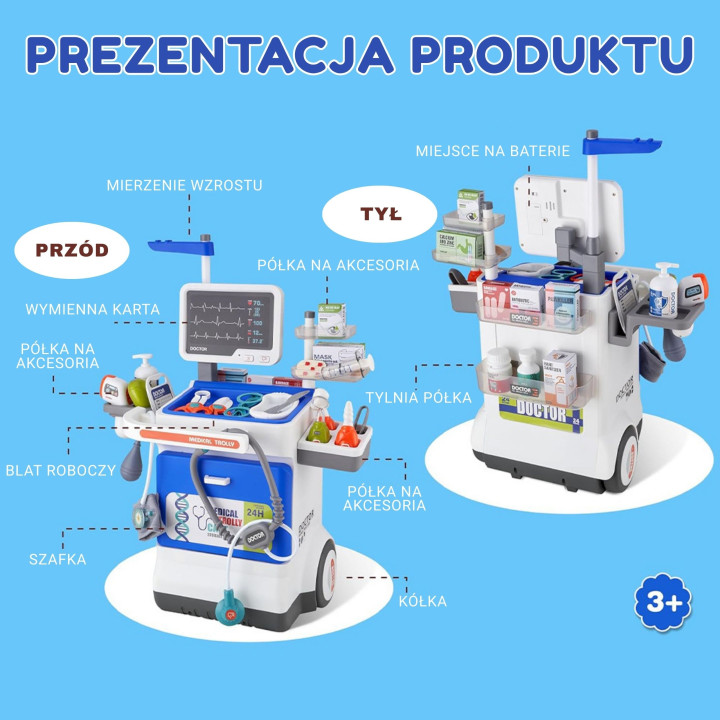 
						WOOPIE Interaktywny Wózek Małego Doktora Zestaw Lekarski Rentge