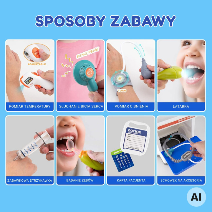 
						WOOPIE Interaktywny Wózek Małego Doktora Zestaw Lekarski Rentge