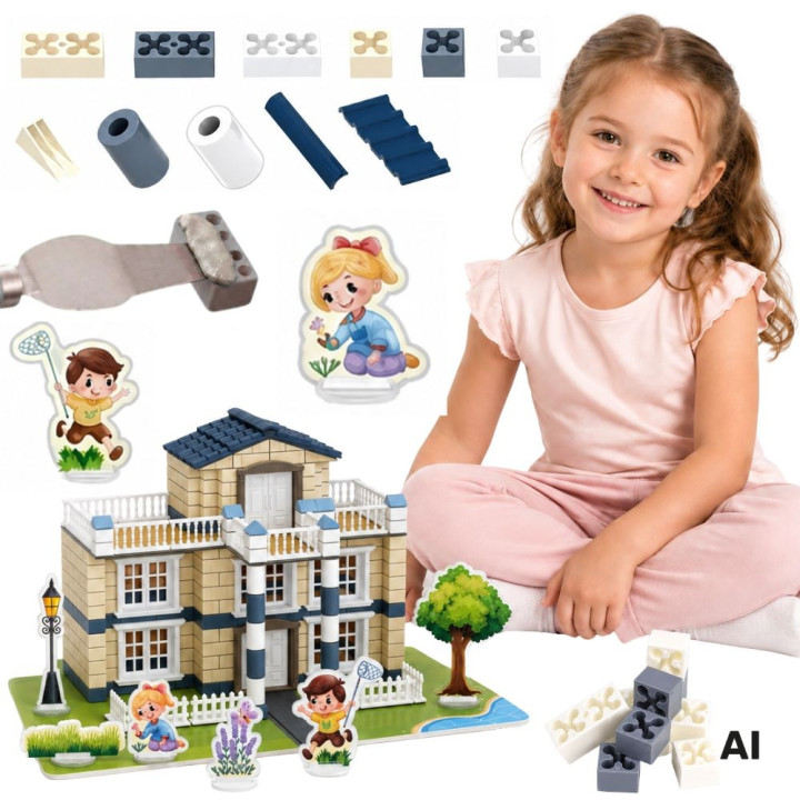 
						WOOPIE Zestaw Konstrukcyjny DIY Budowanie z Cegieł Rezydencja W