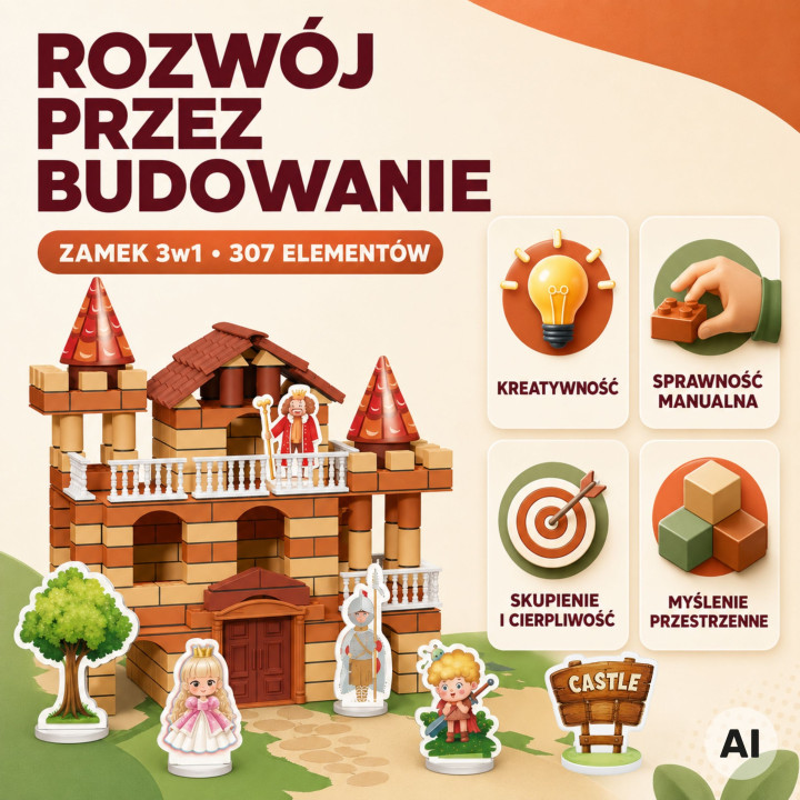 
						WOOPIE Zamek z Cegiełek 506 el. Figurki Zestaw Konstrukcyjny DI
