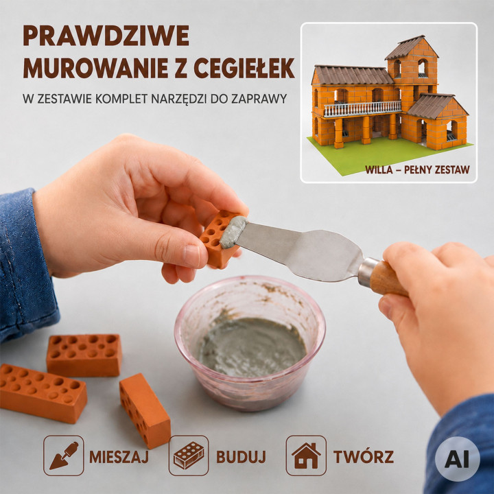 
						WOOPIE Zestaw DIY Konstrukcyjny Willa z Cegiełek 461 el. dla Dz