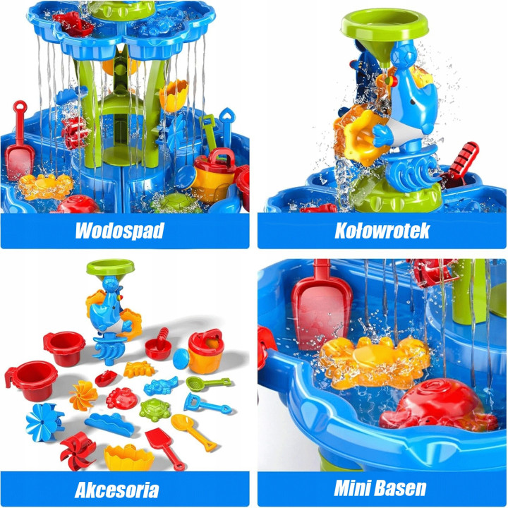 
						WOOPIE Stolik Wodny 2w1 Piaskownica Fontanna XXL Aquapark z Del