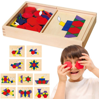 VIGA Drewniana Mozaika Geometryczna Klocki Dienesa Układanka Logiczna 