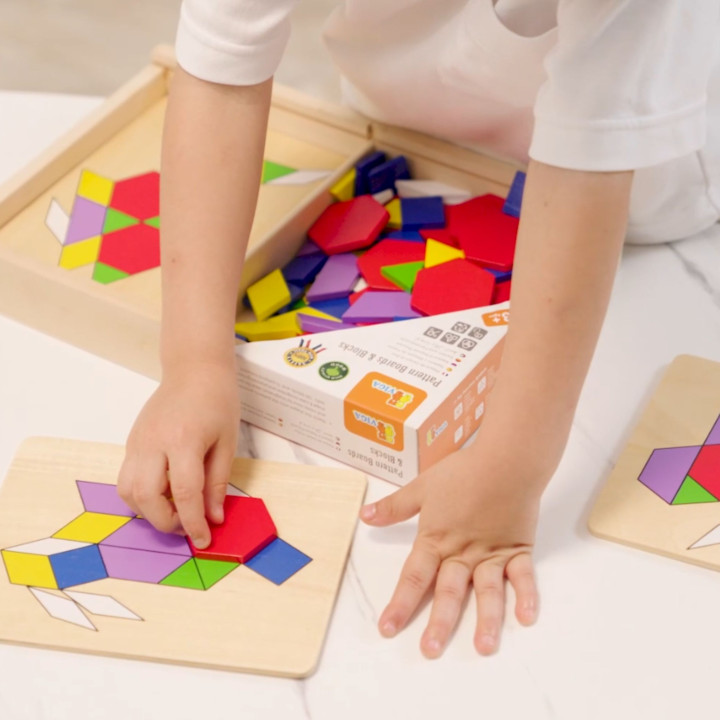 VIGA Drewniana Mozaika Geometryczna Klocki Dienesa Układanka Logiczna 