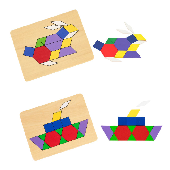 VIGA Drewniana Mozaika Geometryczna Klocki Dienesa Układanka Logiczna 