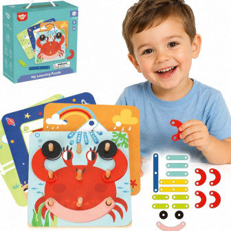 
						TOOKY TOY Drewniana Układanka Klocki Kołki Wzory Zwierząt do Od