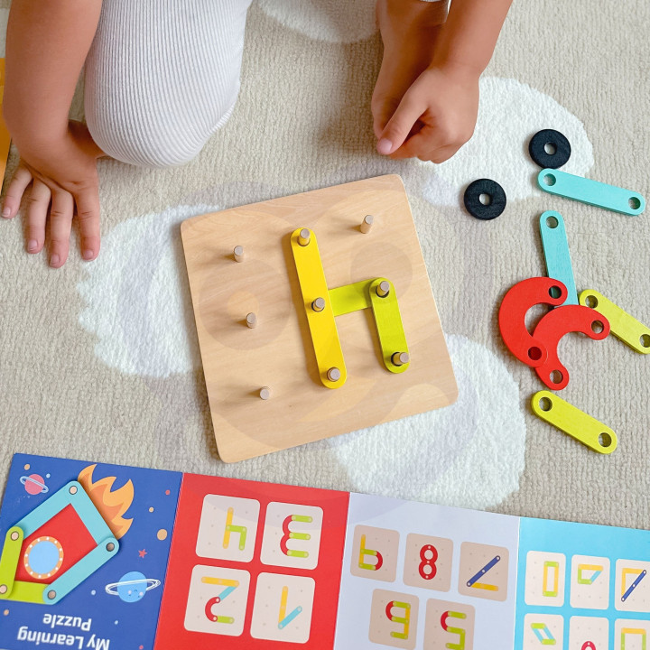
						TOOKY TOY Drewniana Układanka Klocki Kołki Wzory Zwierząt do Od