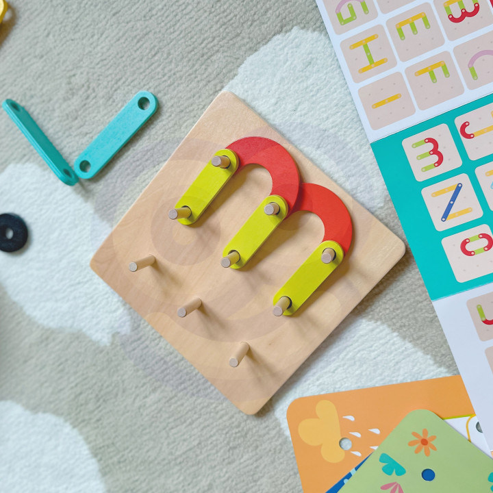 
						TOOKY TOY Drewniana Układanka Klocki Kołki Wzory Zwierząt do Od