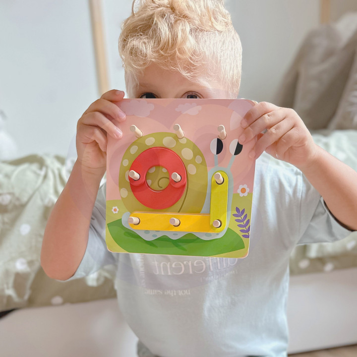 
						TOOKY TOY Drewniana Układanka Klocki Kołki Wzory Zwierząt do Od