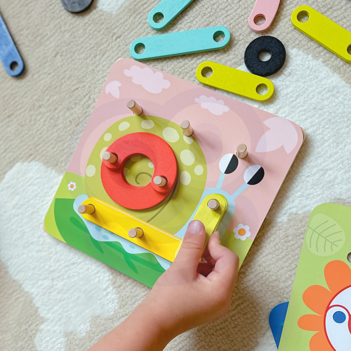 
						TOOKY TOY Drewniana Układanka Klocki Kołki Wzory Zwierząt do Od