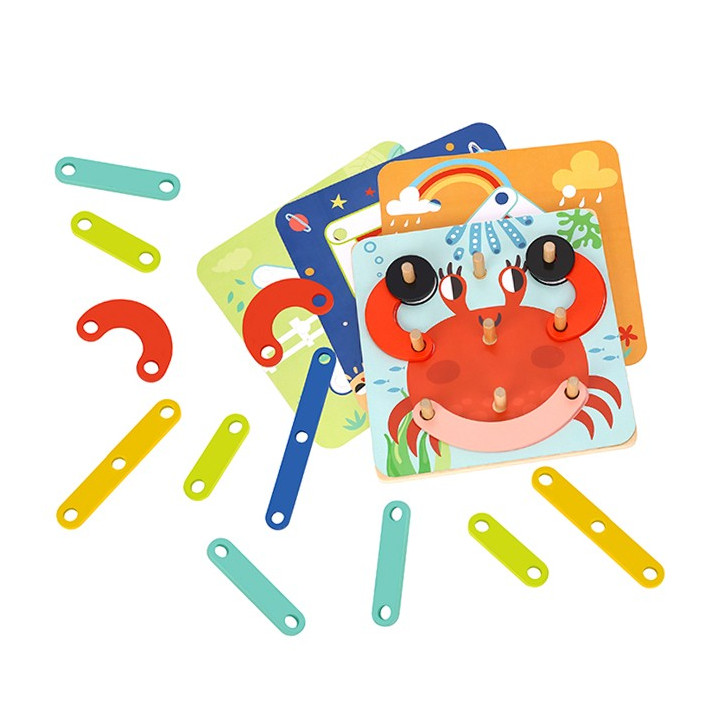 
						TOOKY TOY Drewniana Układanka Klocki Kołki Wzory Zwierząt do Od