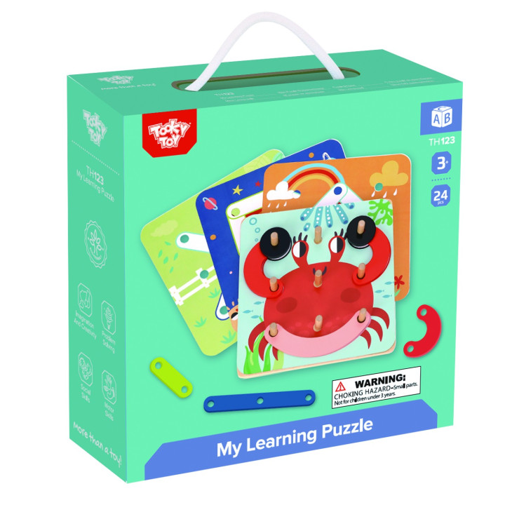 
						TOOKY TOY Drewniana Układanka Klocki Kołki Wzory Zwierząt do Od