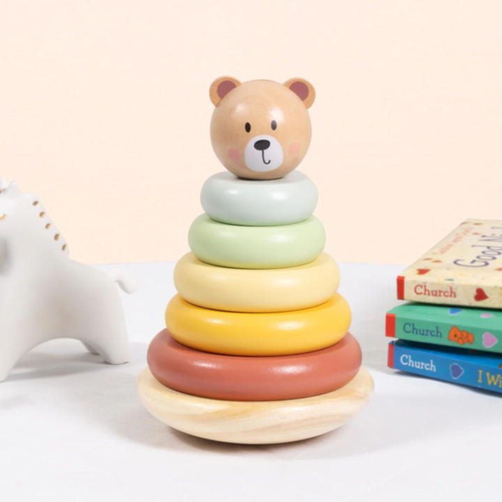 
						TOOKY TOY Drewniana Układanka Sensoryczna Piramidka Miś Sensory