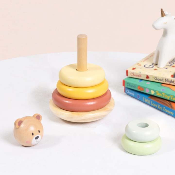 
						TOOKY TOY Drewniana Układanka Sensoryczna Piramidka Miś Sensory