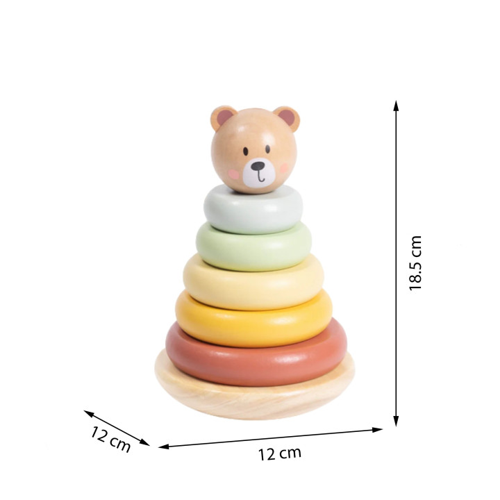 
						TOOKY TOY Drewniana Układanka Sensoryczna Piramidka Miś Sensory
