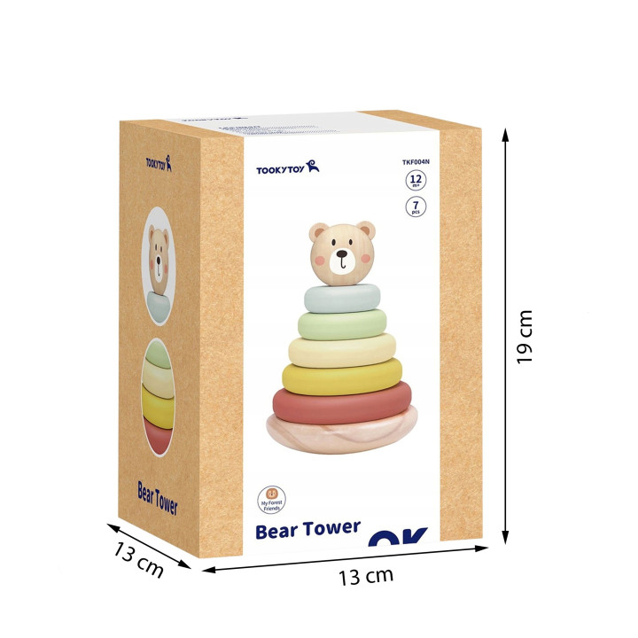 
						TOOKY TOY Drewniana Układanka Sensoryczna Piramidka Miś Sensory