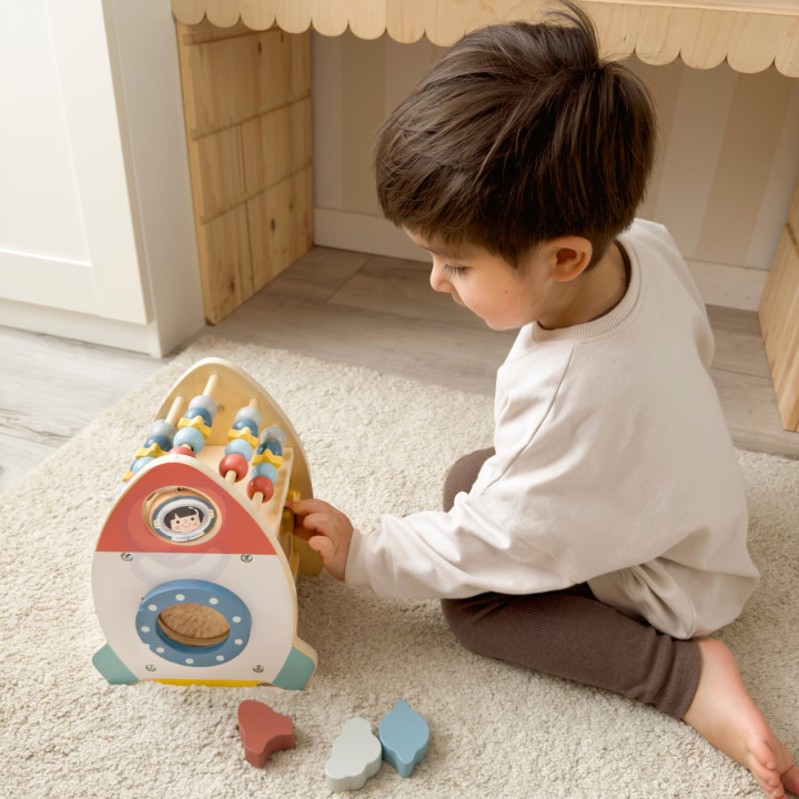 
						TOOKY TOY Kosmiczna Rakieta Aktywności Sorter Labirynt Drewnian