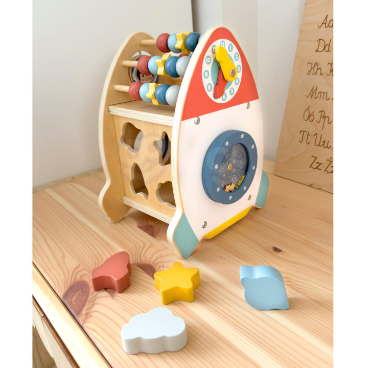 
						TOOKY TOY Kosmiczna Rakieta Aktywności Sorter Labirynt Drewnian