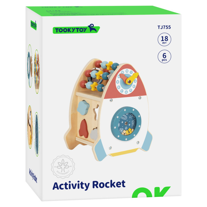 
						TOOKY TOY Kosmiczna Rakieta Aktywności Sorter Labirynt Drewnian