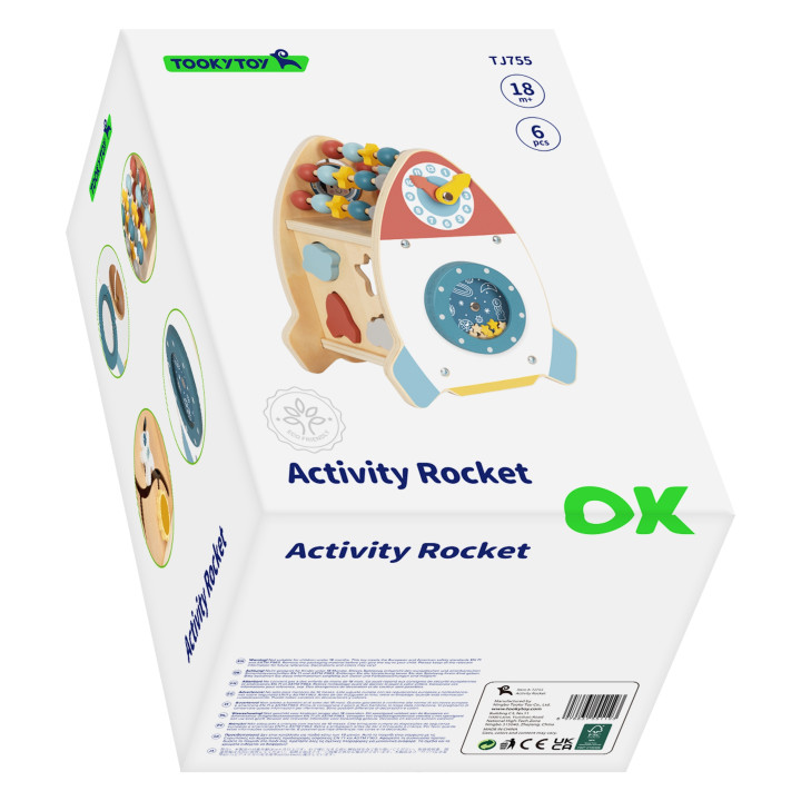 
						TOOKY TOY Kosmiczna Rakieta Aktywności Sorter Labirynt Drewnian