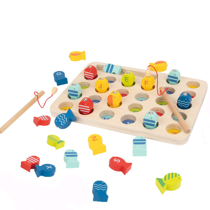 
						Tooky Toy Drewniana Gra Łowienie Rybek Nauka Literek 29 el.
			