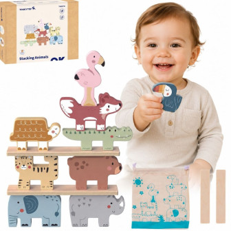 
						TOOKY TOY Drewniane Klocki Układanka Wieża Stacker Stosy Zwierz