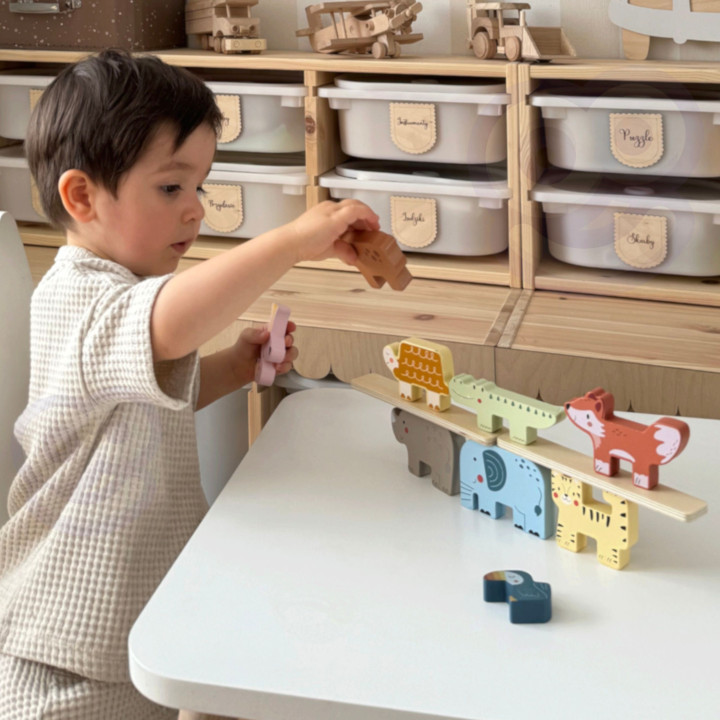 
						TOOKY TOY Drewniane Klocki Układanka Wieża Stacker Stosy Zwierz