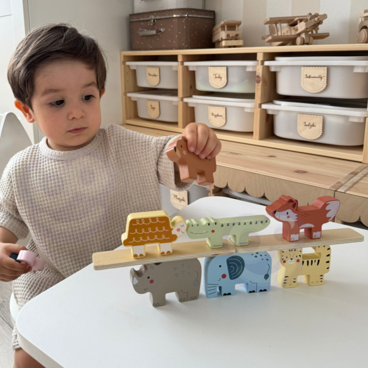 
						TOOKY TOY Drewniane Klocki Układanka Wieża Stacker Stosy Zwierz