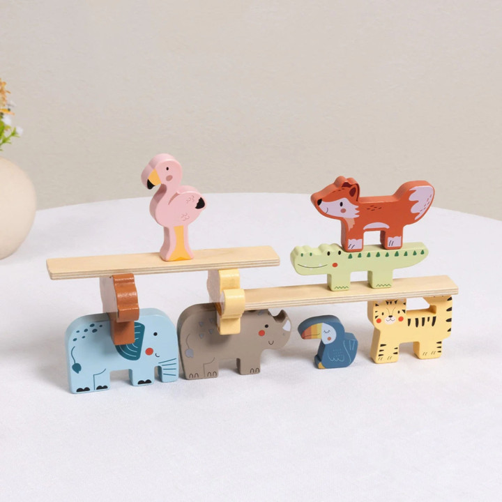 
						TOOKY TOY Drewniane Klocki Układanka Wieża Stacker Stosy Zwierz