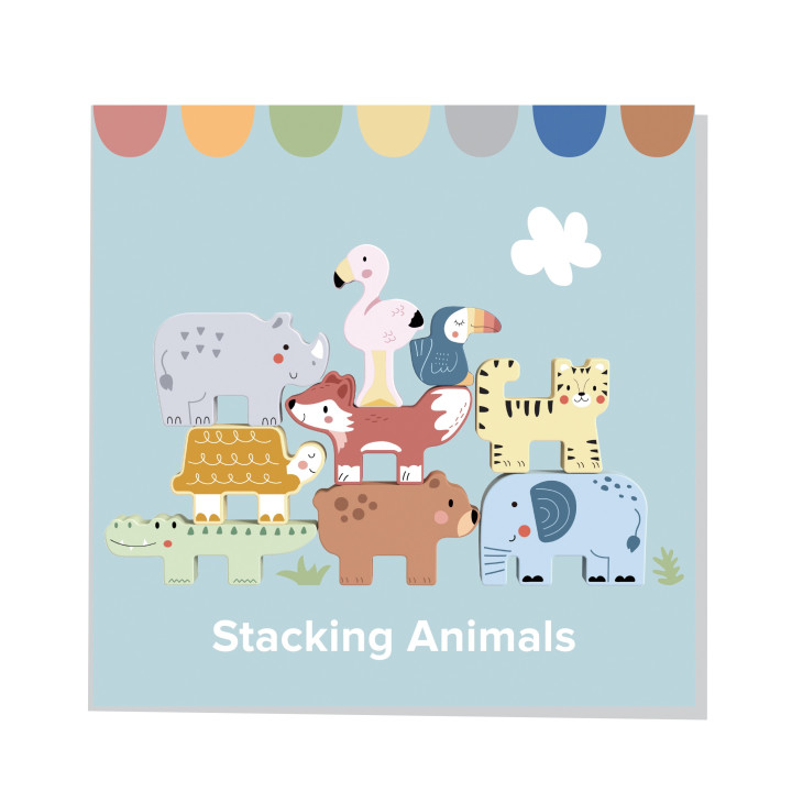 
						TOOKY TOY Drewniane Klocki Układanka Wieża Stacker Stosy Zwierz