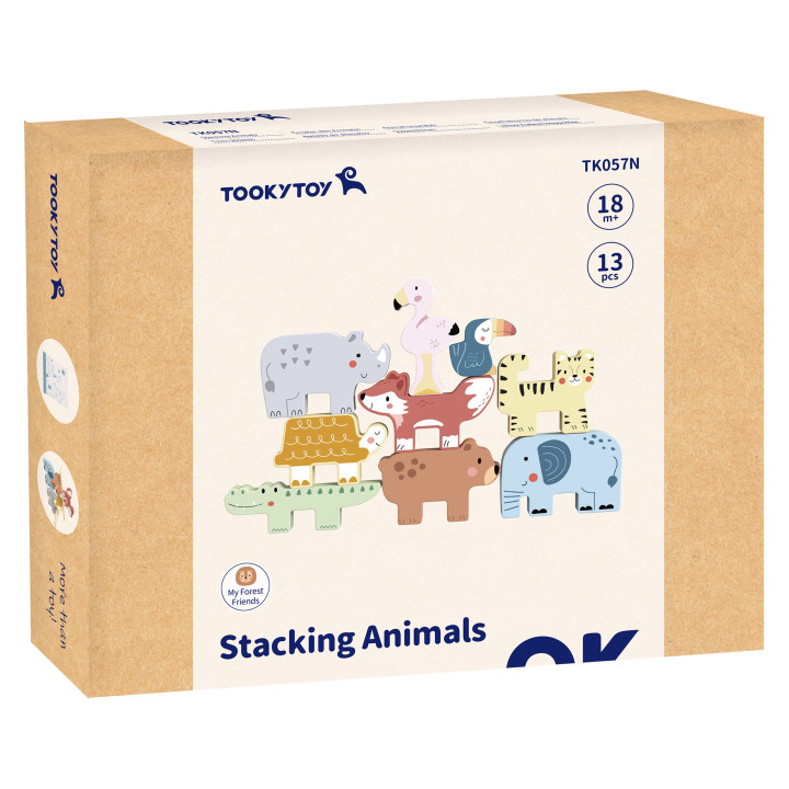 
						TOOKY TOY Drewniane Klocki Układanka Wieża Stacker Stosy Zwierz